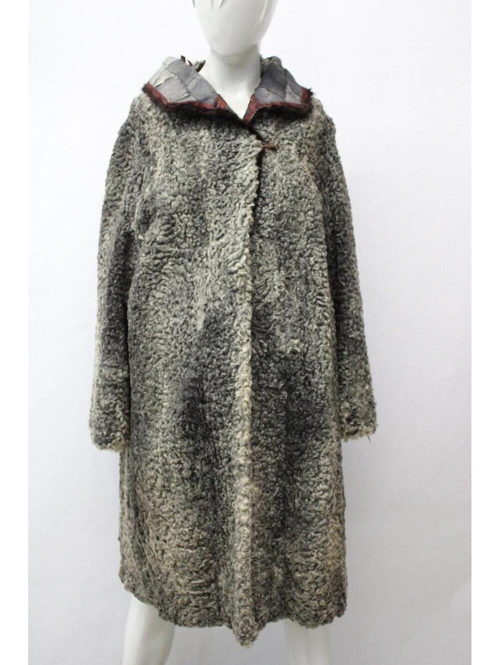 Scrap Item: Gray Lamb Astrakhan Fur Coat Jacket